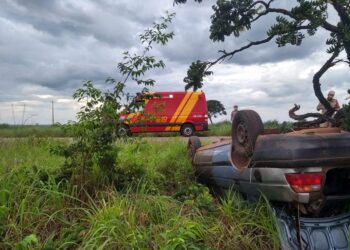 Motorista fica ferido após capotamento na GO-010, em Luziânia