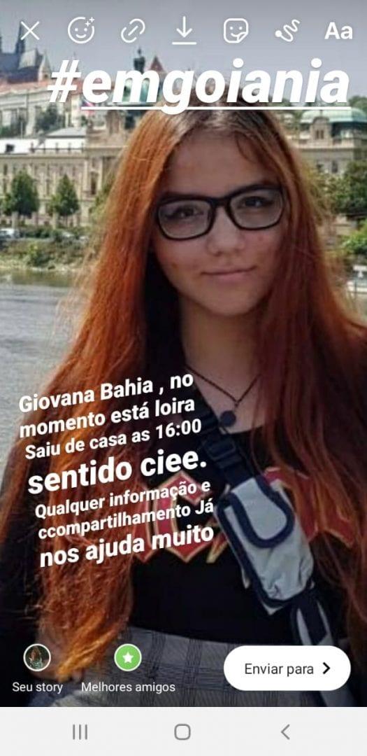Família busca jovem desaparecida no Setor Central