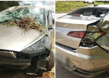 PMs salvam mãe e filho de 1 ano após capotamento na BR-153, em Buriti Alegre