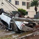 Capotamento deixa três feridos na Avenida dos Alpes, em Goiânia