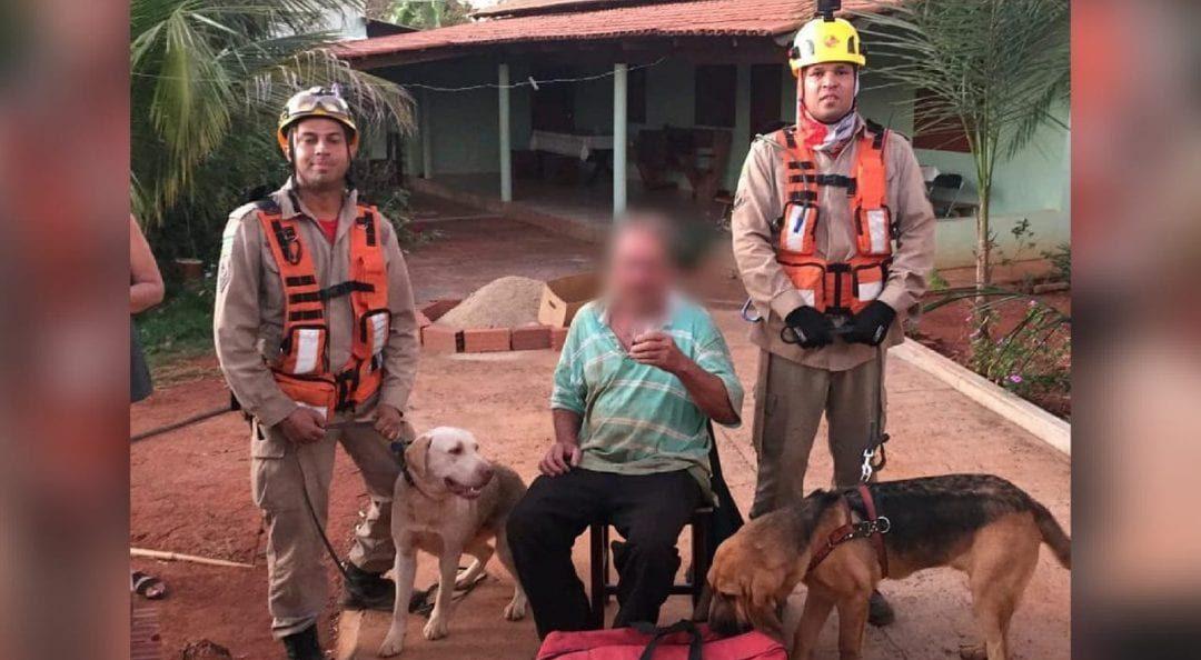 Cães farejadores encontram idoso de 70 anos desaparecido em Santa Rosa