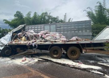 Acidente entre caminhões deixa um morto e dois feridos na BR-452, em Bom Jesus de Goiás