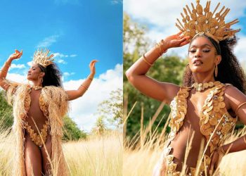 Carnaval 2024: atriz Érika Januza dá visibilidade ao capim-dourado do Tocantins