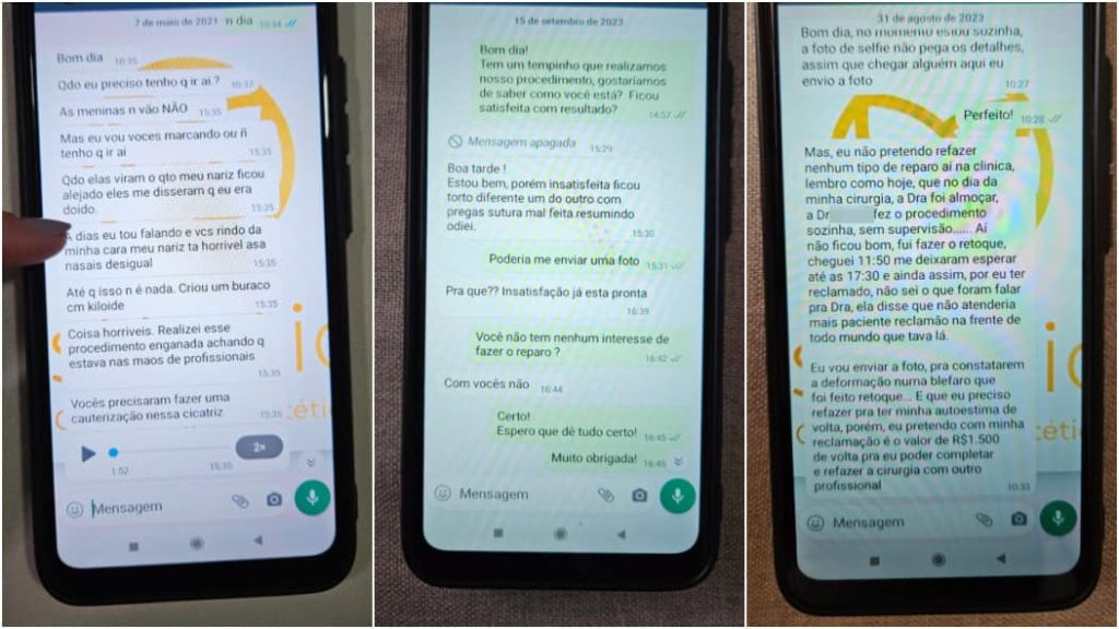 Mensagens de pacientes contra dentista