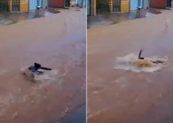 Vídeo: Mulher é arrastada por enxurrada após fortes chuvas, em Formosa