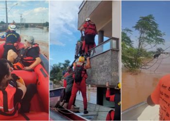 Bombeiros goianos resgatam pessoas e animais que estão ilhados no Rio Grande do Sul