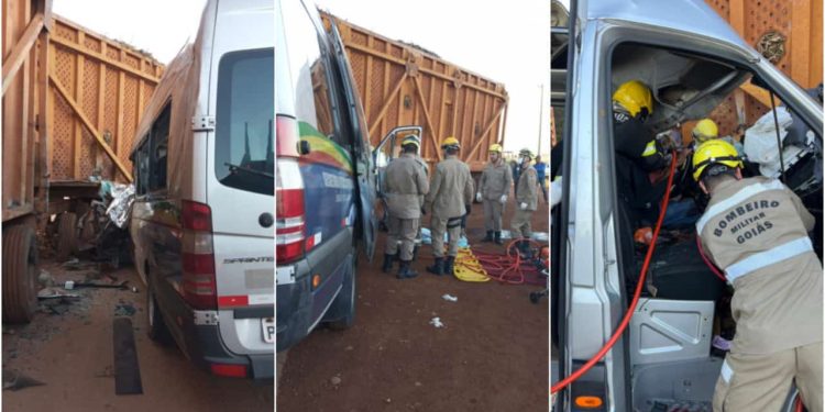 Grave acidente entre carreta e van deixa ao menos 8 feridos e 4 mortos na GO-336