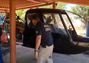 PF apreende helicóptero utilizado para o tráfico de drogas, em Goiás