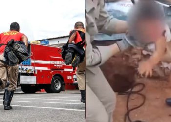 Veja o momento em que bebê é resgatada após cair em buraco de 2,5 metros, em Goiás