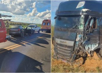 Acidente entre duas carretas e três carros deixa um morto na GO-436, em Cristalina