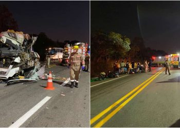 Grave acidente entre dois ônibus e carreta deixa ao menos 6 mortos na BR-153