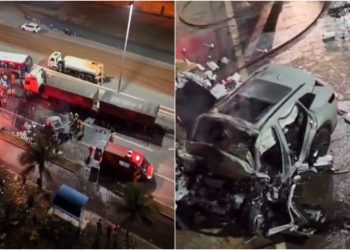 Homem morre após carro elétrico bater em caminhão e pegar fogo na GO-020